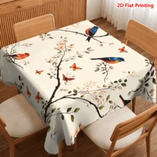 1/20 khăn trải bàn, họa tiết chim và hoa nhiều màu sắc, chủ đề mùa xuân, chất liệu polyester, dệt máy, thích hợp cho dã ngoại, cắm trại, đám cưới, sinh nhật, tiệc buffet, trang trí nhà cửa. - Nhiều màu - Xem 17