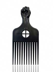 1pc Fashionable Fist-Shaped Black Plastic Comb, Suitable For Barbershop