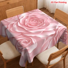 1/20pcs Tablecloth, Pink Rose Pattern, Polyester Fabric, Woven, Elegant Floral Design, Suitable For Picnic, Camping, Wedding, Birthday, Buffet, Spring Home Decor - Multicolor - View 14