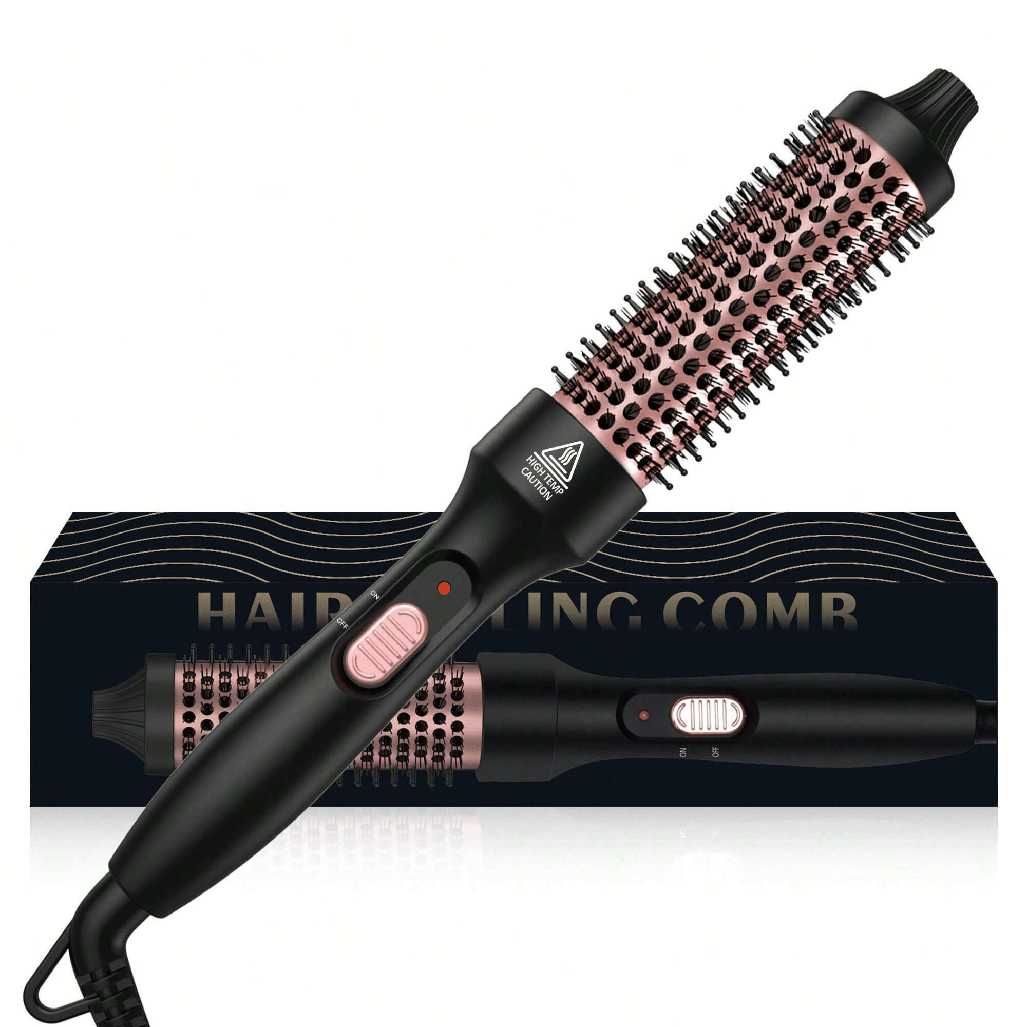 Cepillo de pelo eléctrico calentado 2 en 1, 32mm Volumizador y Rizador Natural, Doble voltaje 110V-240V para Viaje, Resultados sin frizz de calidad d