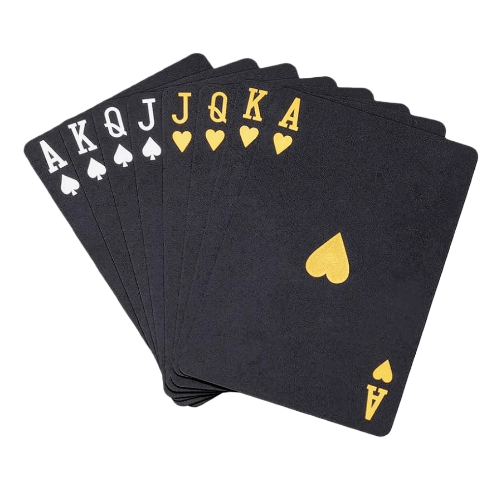 Bộ 5 lá bài nhựa chống thấm nước, bài tây quà tặng, bài chơi trò chơi, đồ dùng tiệc tùng, hoạt động kỷ niệm, bài tây màu đen.