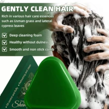 [Refreshing & Oil Control] Usman Grass And Platycladus Orientalis Leaf Shampoo Soap, Cleaning, Removes Loose Dandruff, Control Oil, Nourish, Repairs Split And Damaged Hair, Making Hair Look Darker And Shinier, Voluminous Hair - Fresh - View 5