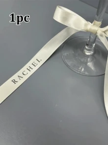 客製化紅酒杯緞帶、婚禮香檳杯蝴蝶結裝飾、緞面姓名標籤、飲品姓名標籤、座位卡，1/5/10件組，派對裝飾，伴娘禮物，婚禮伴手禮 - 彩色 - 查看 13