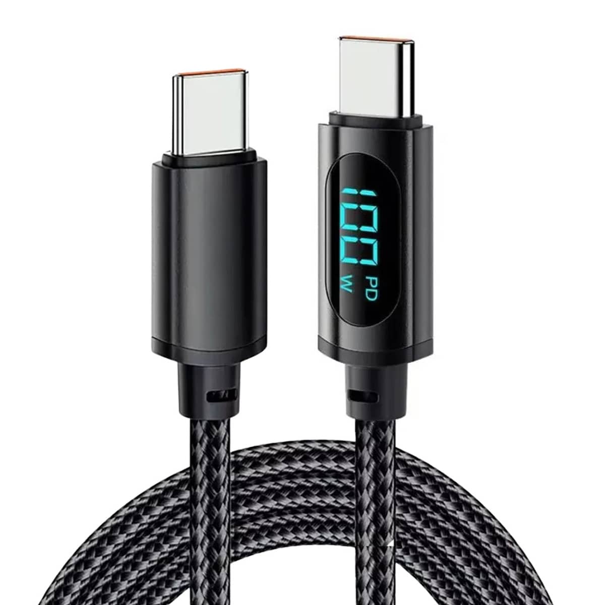 Reinforced 100W Turbo Charging Cable With LED Display USB-C Type C - màu đen - Xem 1