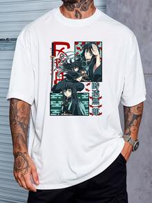 Muichiro Tokito Demon T-Shirt, Japanese Anime, Manga, Geek, Unisex Shirt/Blouse, Men's/Women's, 100% Cotton, New Release, Immediate Shipping, Black, White, Plus Size - 白色 - 查看 1