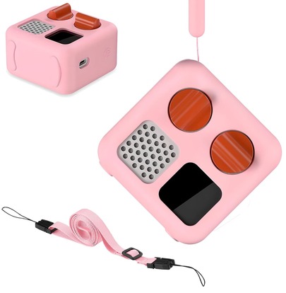 Silicone Case For Yoto Mini Player, Yoto Mini Jacket With Wrist Lanyard Protective Sleeve Case For Kids Mini Audio Device Anti-Slip Silicone Skin Cover - Pink