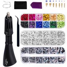cgelaero 8500pcs Rhinestone Hot Fix Rhinestone Decoration Tool Kit, Suitable For Clothes, Fabric, Leather And Other Materials, Includes 6 Applicator Tips, Stand, Tray, Tweezers And 3 Boxes Of AB Color Rhinestones - Multicolor - View 2