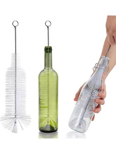 1pc Bottle Brush - Suitable For Cleaning Narrow Neck Screw Cap Glass Bottles, Brewing Bottles, Wine Bottles, Beer Bottles, Soda Bottles, Spray Bottles, Kombucha Bottles (White)