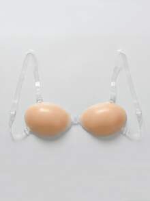 2/1 对透明肩带自粘硅胶胸贴，专为婚纱摄影、无肩带礼服、隐形内衣设计，可增强乳沟，性感胸贴带。 - 杏色 - 查看 11