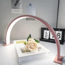 1pc Portable Crescent Shape LED Nail Lamp, White/Pink/Black With Push Button Control-USB Plug, For Manicure, Eyelash Extension, Tattooing And Skin Care, Also Can Be Used For Salon Table Lighting. - USB Plug - View 1