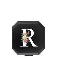 Estojo portátil para comprimidos com estampa de margaridas de A a Z, caixa de armazenamento de cápsulas com 6 compartimentos, estojo para medicamentos de viagem, organizador de vitaminas à prova d'água. - Multicolorido - Ver 24
