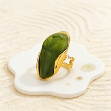 Anillo de resina, diseño único de ámbar, anillo abierto de moda y personalizado, joyería de acero inoxidable - anillo de resina - Ver 9