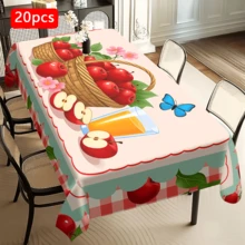 1/20pcs Tablecloth With Apple Basket And Butterfly Pattern, Red Plaid Design, Suitable For Picnic, Camping, Wedding, Birthday, Buffet Restaurant And Spring Home Decor - Multicolor - View 11