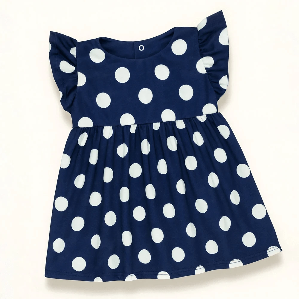 Comfortable And Lightweight Printed Summer Baby Dress - Navy Blue - View 1