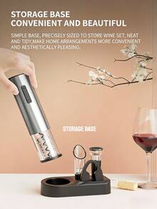 6-In-1 Electric Automatic Rechargeable Bottle Opener, Includes Bottle Opener, Vacuum Stopper, Wine Aerator, Capsule Cutter, Display Stand And USB Charging Cable, Silver - Multicolor - View 3