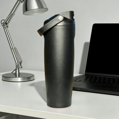 Botella de agua aislada de acero inoxidable owal'o de 30 oz con tapa a prueba de fugas y asa portátil: patrón clásico de color sólido, aislamiento de calor/frío de larga duración, ideal para automóvil, oficina, viajes y como regalo.