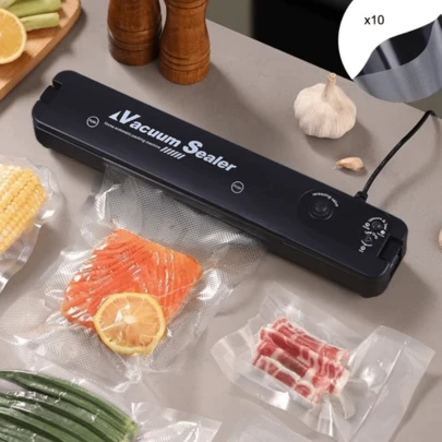 RAF 二合一真空封口机，适用于厨房食品真空密封和单面封口，兼具真空密封和单面封口功能，适用于零食袋。适用于各种干软食品的真空保鲜，包括肉类、蔬菜、水果、饼干等。是情人节和圣诞节家庭节日的理想礼物之选。