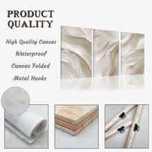 Bộ 3 tranh canvas trừu tượng màu kem trung tính, tranh phẳng 2D tối giản hiện đại, nét cọ mềm mại, phù hợp trang trí phòng khách và phòng ngủ, canvas chống thấm nước, tranh nghệ thuật treo tường, lựa chọn quà tặng. - trắng - Xem 11