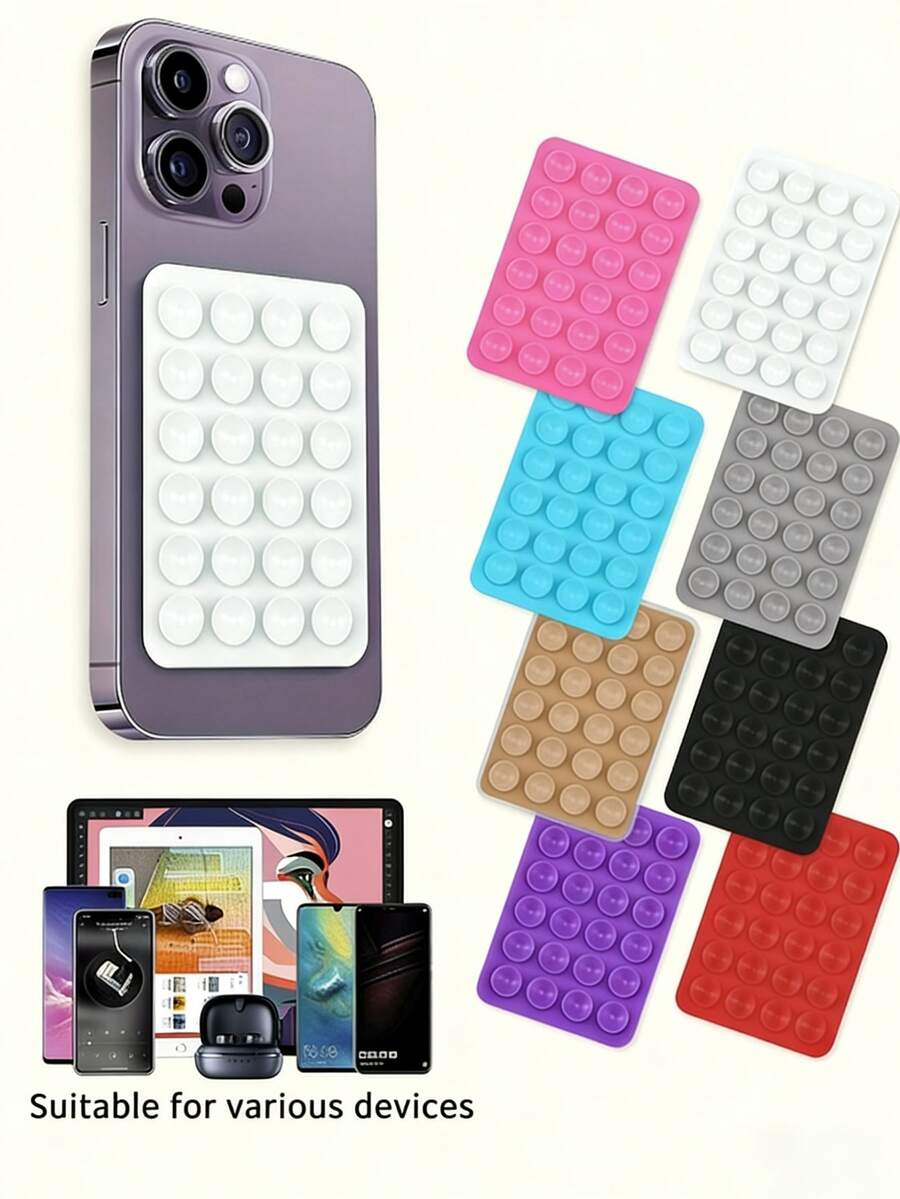 1pc 24pcs Silicone Single-Sided Suction Cup With Adhesive Backing, Multi-Function Phone Suction Cup, Can Be Attached To Wall, Desk, Glass, Serving As Phone Stand, Tablet Holder, Suitable For Car, Leisure, Office - Multicolor - View 1