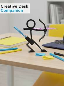 3D Printed Matchstick Figures Pen Holder | Versatile Desk Organizer, Stationery, Desktop Sculpture, Ideal For Students And, Perfect Christmas And New Year Gifts, Made Of Plastic - Black - View 10