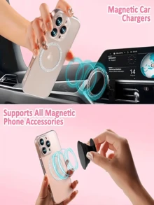 Shiny Wireless Magnetic Coil With Mirror Magnetic Ring And Magnetic Suction Cup. Ultra-Thin Design, Suitable For Makeup And Touch-Up. Universal Magnetic Ring Sticker, Shiny Magnetic Makeup Mirror, Magnetic Ring, Phone Holder Conversion Kit. Suitable For All Mobile Devices. The Perfect Mobile Phone Accessory Gift For Family And Friends. Multiple Styles Available.