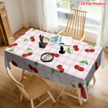 1/20pcs Cherry Pattern Pink Plaid Tablecloth, Polyester Fabric, Woven, Suitable For Picnic, Camping, Wedding, Birthday, Buffet Restaurant And Spring Home Decor - Multicolor - View 7