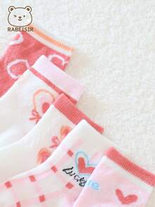 Girls' Mid-Calf Socks, Sweet Princess Style, For Kids, Spring & Autumn - Pink - View 6