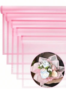10/20/40pcs Translucent Flower Wrapping Paper, Solid Color Matte Flower Bouquet Black Border Waterproof Flower Gift Wrap For DIY Crafts, Suitable For Valentine's Day, Mother's Day, Wedding, Birthday, Graduation, Bridal Shower, Anniversary - Pink - View 17