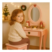 Tocador De Madera Para Niñas Juego De Maquillaje Vanity Set - Blanco - Ver 11