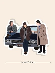 1PC " Cast & Impala Car Sticker, Minimalist Hunter's Journal Aesthetic Decal, Dean Sam Castiel Vinyl Sticker For Laptop & Planner - Multicolor - View 2