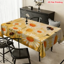 1/20pcs Tablecloth Set, Daisy And Bee Pattern, Spring Theme, Made Of Polyester Fabric, Woven, Suitable For Picnic, Camping, Wedding, Birthday, Buffet, Home Decor - Multicolor - View 4
