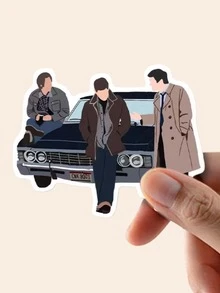 1PC " Cast & Impala Car Sticker, Minimalist Hunter's Journal Aesthetic Decal, Dean Sam Castiel Vinyl Sticker For Laptop & Planner - Multicolor - View 1