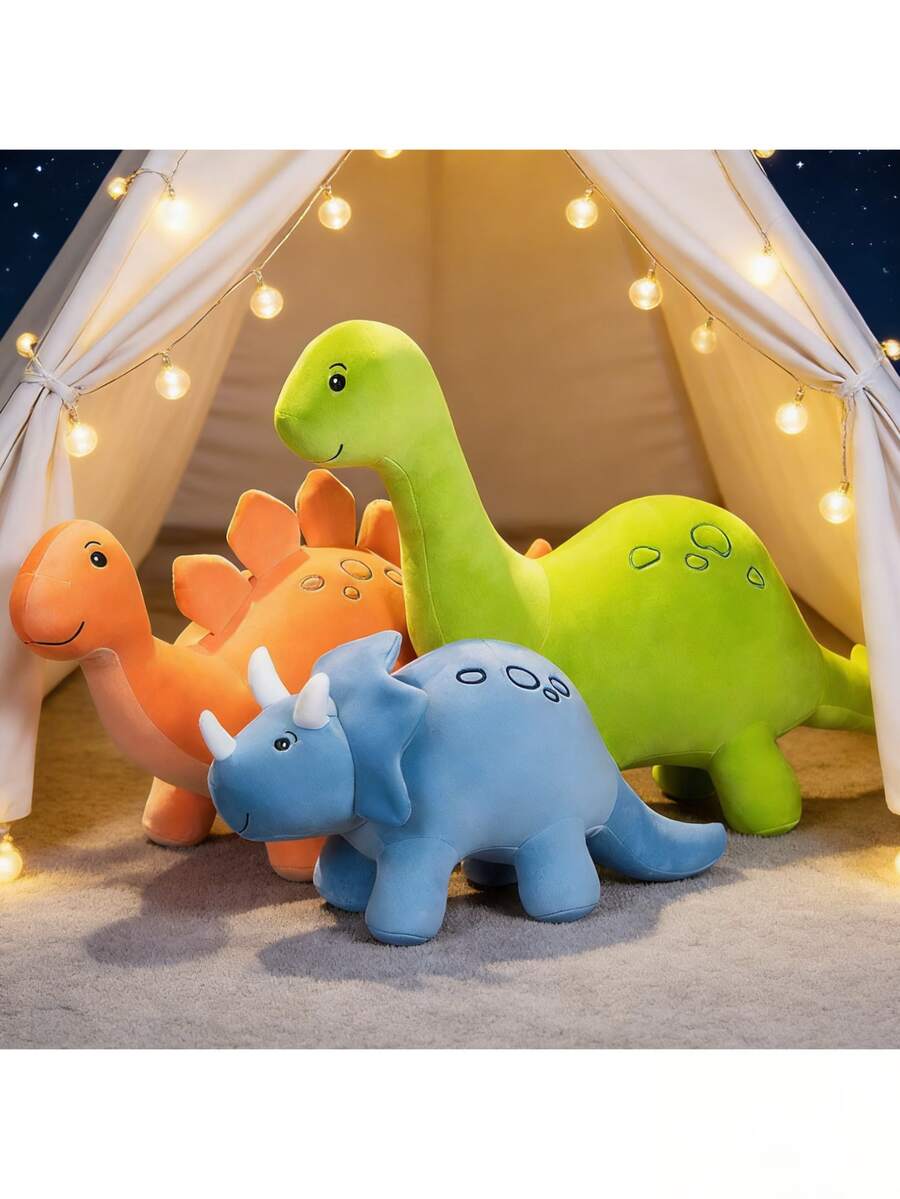 Cartoon Dinosaur Doll Plush Toy Triceratops Long Neck Dragon Doll Dinosaur Cartoon Dinosaur Cute Plush Doll Children Birthday Gift - Multicolor - View 1