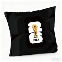 FIFA World Cup 2026 Plush Throw Pillow, FIFA Official Cushion With Trophy Design,40*40cm,Large Size For Soccer Fans - Black - View 7