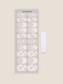 20片透明底胶美甲贴纸，沙龙品质，持久耐用，需配合UV灯使用，ES20跨境批发代发货，与红皮书美甲贴纸同款，美甲用品 - 杏色 - 查看 3