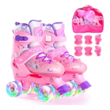 Adjustable 4-Wheel Transparent Skates With Light-Up Equipment - White - View 1