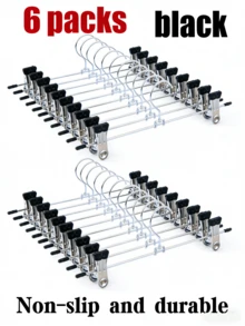 10 piezas de perchas para pantalones con pinzas chapadas en zinc, estante de almacenamiento multifuncional de acero inoxidable, antideslizante y sin rastro, adecuado para ropa, faldas, pantalones, vaqueros, artículos para el hogar, muebles, armario, regalo de inauguración de la casa, mudanza, artículos esenciales para volver a la escuela - Plateado - Ver 7