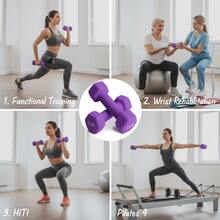 2piezas Mancuernas Pesas para Hacer Ejercicio Gym y Casa 1/2/3/4/5/6KG Mancuernas - Morado - Ver 5