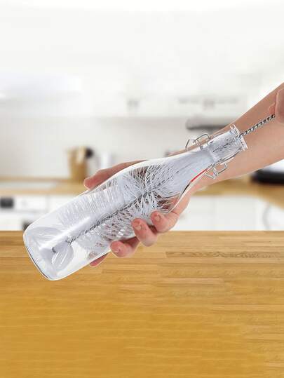 1pc Bottle Brush - Ideal For Cleaning Narrow Neck Swing Top Glass, Brewing, Wine, Beer, Soda, Spray, Kombucha Bottles (White)