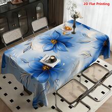 1/20 piezas Mantel de poliéster con patrón floral azul, tejido, adecuado para picnic, camping, boda, cumpleaños, buffet de restaurante, decoración del hogar de primavera - Multicolor - Ver 16