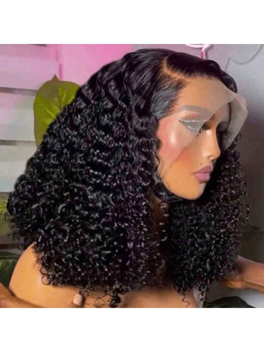 NATAN 1pc Unisex-Adult 12" Full Head Brown Curly Wave Wig - Shoulder-Length, Soft Natural-Looking Hairpiece With Elastic Mesh For Everyday Comfort And Style - Natural & Black - View 1