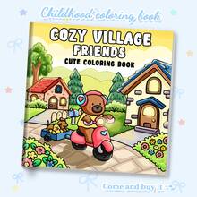 40 Pages - 200g, Warm Village Cute Bear Motorcycle Coloring Book, Soft Skin Paper Coloring Book, Warm And Healing Style, Riding Motorcycle Cute Bear Pattern, Pink And Brown Color Scheme, Includes Heart-Shaped Helmet Detail, Stress Relief Coloring, Suitable For Stationery, School Supplies, Suitable As A Gift For Girls, Valentine's Day, New Year - Cozy Village Friends - View 8