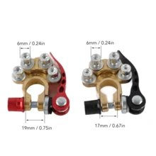 Conector batería 4 vías, positivo (rojo) + negativo (negro) + llave hexagonal. Terminales latón para baterías 45-200AH, SAE/JIS cilíndricas. 4 bornes para conexión múltiple de cables. Fácil instalación, presiona palanca para asegurar. Buena conductividad y resistencia a corrosión. Apto para autos, minibuses, RVs, camiones, audio auto. Reemplaza terminales viejos o dañados. - Dorado - Ver 7