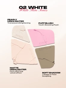 COLORKEY 17克高光修容盘，腮红盘，多用途哑光彩妆盘，可用于提亮、腮红、修容、眼影和塑形，品牌化妆品，适合女性和女孩，完美适用于秋冬季节、Y2K时尚、生日、圣诞节礼物、派对必备、最佳配色、情人节礼物 - 02 White - 查看 3