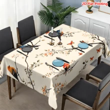 1/20 khăn trải bàn, họa tiết chim và hoa nhiều màu sắc, chủ đề mùa xuân, chất liệu polyester, dệt máy, thích hợp cho dã ngoại, cắm trại, đám cưới, sinh nhật, tiệc buffet, trang trí nhà cửa. - Nhiều màu - Xem 14