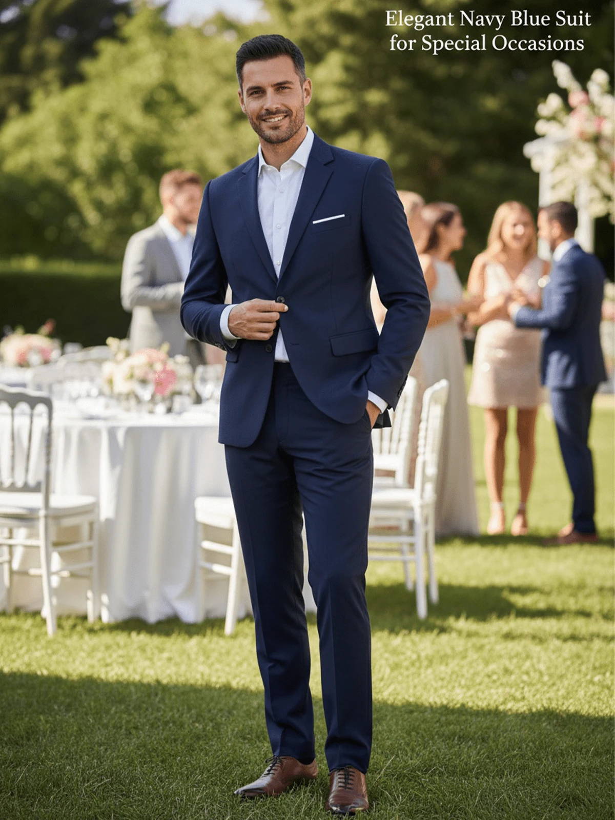 Áo vest nam màu đen trang trọng, phù hợp cho chú rể, phù rể, đám cưới, công sở, áo blazer dài tay một hàng khuy màu trơn, thích hợp cho các hoạt động thường ngày, cuối tuần, dã ngoại, du lịch, môi trường làm việc thoải mái hoặc các dịp bán trang trọng, quà tặng cho bạn trai/chồng, cỡ XS-XXXL. - Màu xanh hải quân - Xem 1
