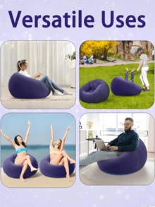 1Pc Beanless Bag Inflatable Chair, Air Sofa Outdoor Inflatable Lazy Sofa Chair No Filler, Inflatable Bean Bag Chairs, Foldable Recliner, Outdoor Sofa Bed, Couch Bean Bag Chair, - Perfect For Labor Day, Thanksgiving, Christmas, Father'S Day - 彩色 - 查看 5