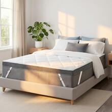 3 Inch Extra Firm Memory Foam Mattress Topper With Cooling Gel, High-Density Support, Non-Slip Straps & Washable Cover For Back Pain Relief, For Back Pain Relief - White - View 9