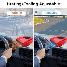 Portable 24/12V Car Heater, 2 In1 Fast Heating And Cooling Fan For Car Windshield Defogger Defroster, Plug-In Cigaerte Lighter Suitable For Vehicles Cars SUV - Red - View 4