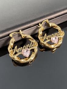 Personalized Birthday Jewelry Set, Custom Name Necklace And Earrings, Personalized Name Jewelry Set - Custom Name Pendant Necklace And Earrings, Inlaid Birthstone Heart Pendant, Diamond Necklace, Name Earrings, Birthstone Jewelry, Gift For Women, Gold-Plated Personalized Jewelry, Suitable For Women, Girls And Teenagers - Multicolor - View 19